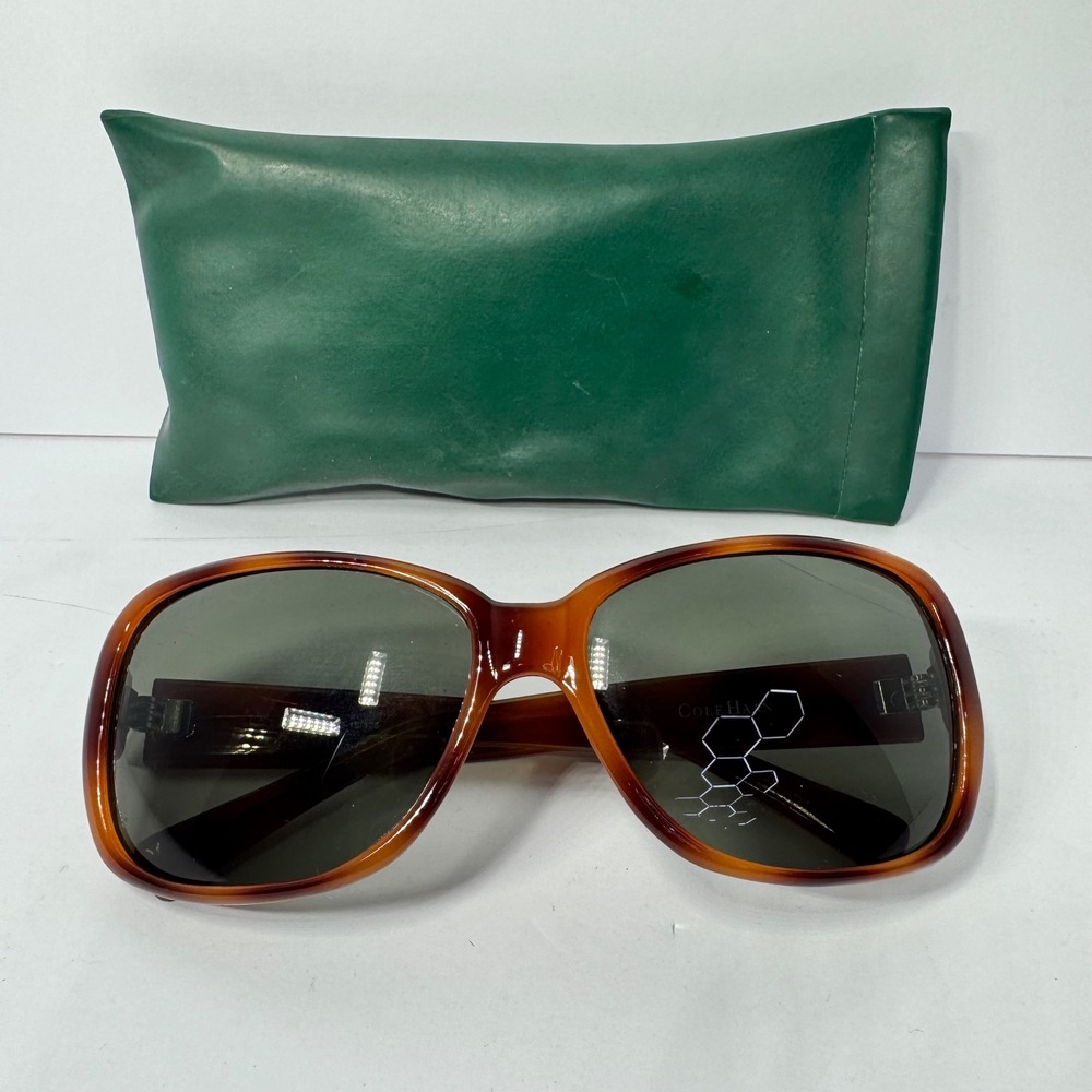 Vintage Cole Haan Y2K Tortoiseshell Square Sunglasses Brown Women's w/ Case EUC